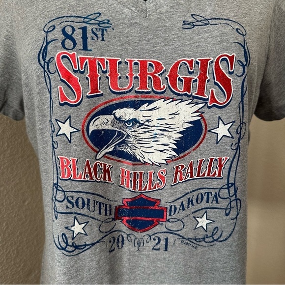 NWT Harley-Davidson Rally Eagle Label Heather Grey T-Shirt Sturgis Rally 2021 - Picture 6 of 14